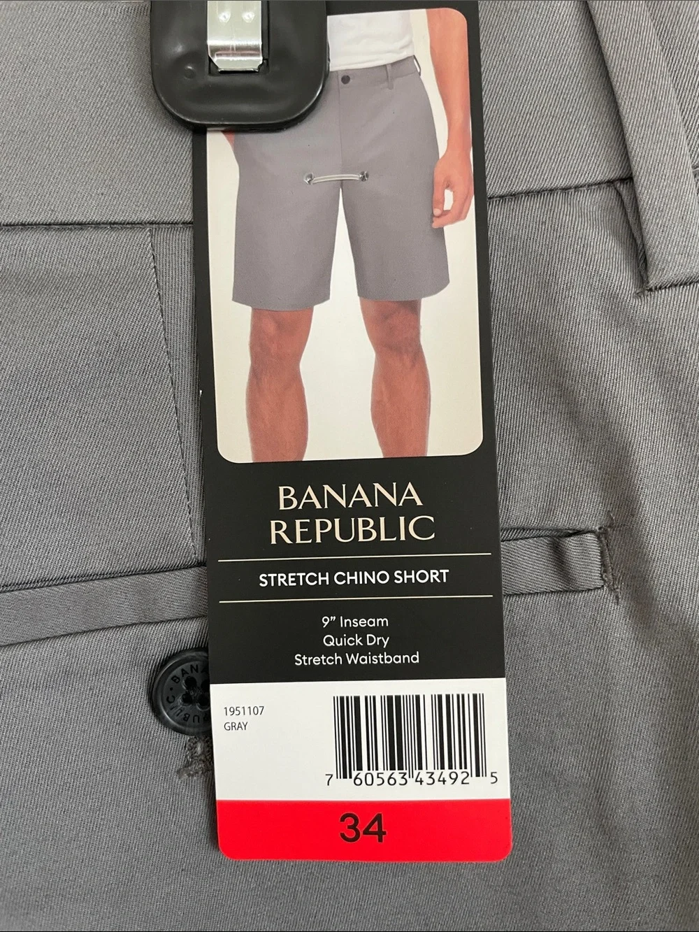 Banana Republic Gray Stretch Chino Men’s Shorts Size 34